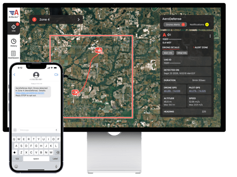 AirWarden Essentials UI with text alert